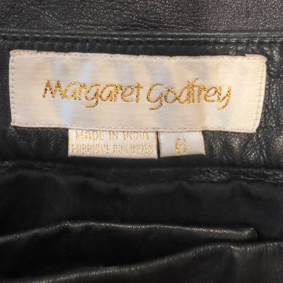 VINTAGE MARGARET GODFREY LEATHER PANTS BLACK SIZE 8 - Picture 5 of 9